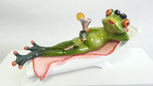 Bollweg Frosch Urlauber aus Kunststein, ca. 19 x 7 cm, Grün von Bollweg