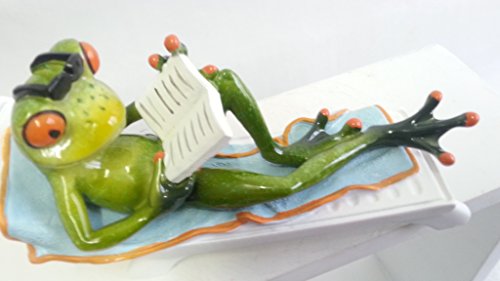 Frosch Urlauber aus Kunststein, ca. 19 x 7 cm von formano