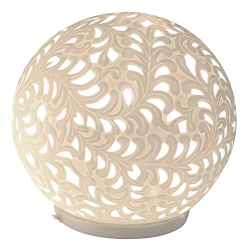 Formano Porzellan-Lampe Kugel Harmonie Romantik Tischleuchte Nachttischlampe Nachttischleuchte Stimmungslampe Weiss 24cm von formano