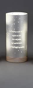 formano Frühlingsdekoration 1 Stück Deko-Licht 15cm mit Spruch und Timer- silber m. Holzsockel, Spruch: Leben ist nicht da um einfach.. von formano