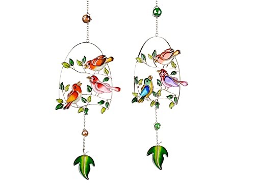 1 x wunderschöner moderner Fensterhänger Deko-Hänger Glasbild Fensterdeko Tiffany Art Bunte Vögel Frühling Sommer ca. 44 cm groß von formano