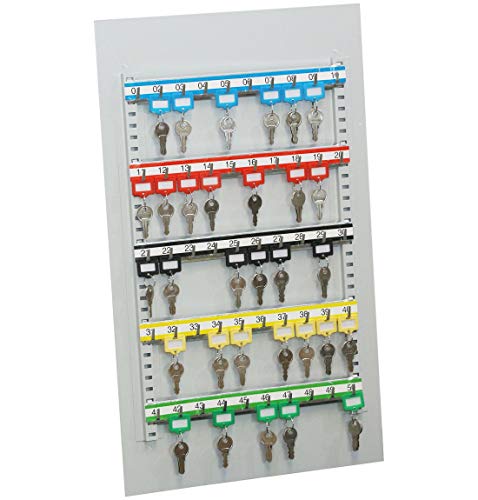 Format Wandtafel mit 50 Haken, zur nachträglichen Montage und Aufbewahrung von kleinsten Schlüsselmengen, mit verstellbaren nummerierten Hakenleisten von FORMAT