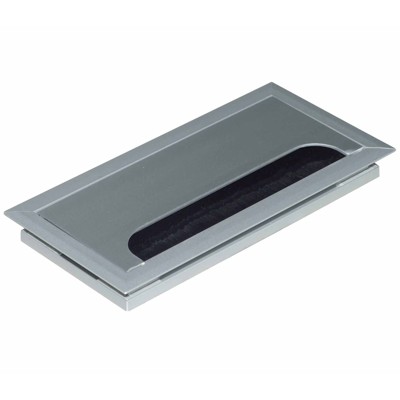 Möbel-Kabeldurchlass,eckig, Klappe + Bürstendichtung, B80xL240mm,silber eloxiert von Format