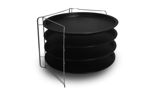 FORMEGOLOSE, 4er-Set Pizzapfannen ø 32 cm, Stahl Mit Doppelter Antihaftbeschichtung, Mit Gitterrost, Farbe Schwarz von Formegolose