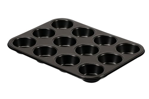 FORMEGOLOSE, Form 12 Muffins 27x35 cm, Stahl Mit Doppelter Antihaftbeschichtung, Farbe Schwarz von Formegolose
