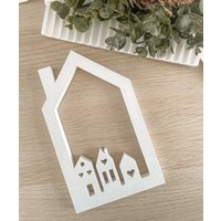 Silikonform/Gießform Hausrahmen Mit 3 Kleinen Häuschen Hausform Raysin von Formenvielfalt