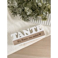 Silikonform/Gießform Sockel Schriftzug „Tante" Mit Klötzchen Einschub Raysin von Formenvielfalt