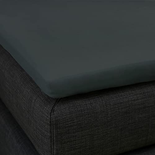 Formesse – Bella Gracia La Piccola Jersey Spannbettlaken für Topper bis 12cm Höhe - 180x190-200 cm - 97% Baumwoll-Kompaktgarn, 3% Elastan/Spannbetttuch aus Deutschland – Farbe Anthrazit von Formesse