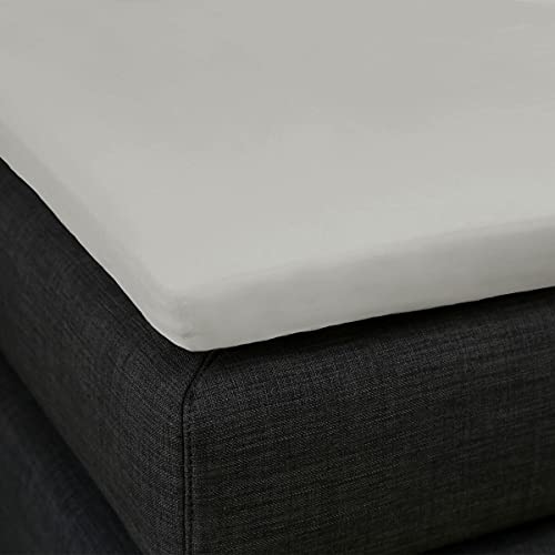 Formesse – Bella Gracia La Piccola Jersey Spannbettlaken für Topper bis 12cm Höhe - 180x190-200 cm - 97% Baumwoll-Kompaktgarn, 3% Elastan/Spannbetttuch aus Deutschland – Farbe Grau von Formesse