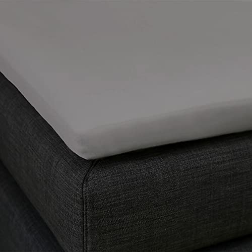 Formesse – Bella Gracia La Piccola Jersey Spannbettlaken für Topper bis 12cm Höhe - 180x210-220 cm - 97% Baumwoll-Kompaktgarn, 3% Elastan/Spannbetttuch aus Deutschland – Farbe Hellanthrazit von Formesse