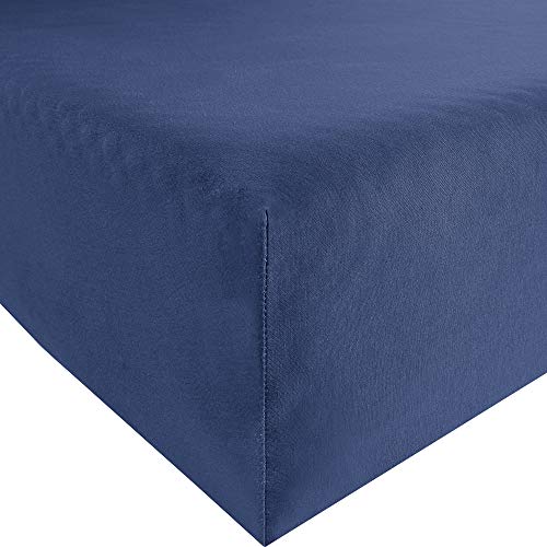 Formesse – Bella Donna Jersey. Edles Jersey-Spannbettlaken 180x190-200x220 cm - bis 30cm Höhe - 97% Baumwollzwirn, 3% Elastan, Aloe Vera und Arganöl/Spannbetttuch aus Deutschland - Marine von Formesse