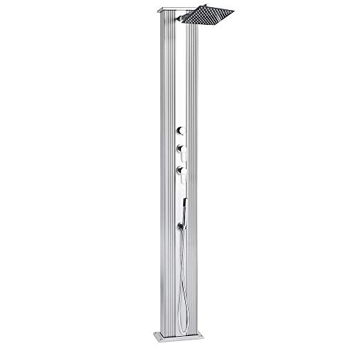Formidra - Hybrid-Dusche Dada Straight 40 l – DS-D463AX – Außendusche mit Heiß-/Kaltwasseranschlüssen, Abnehmbarer Handbrause und Antikalk-Duschkopf – Edelstahl – 32,4 x 14 x 228 cm Formidra - Hybrid-Dusche Dada Straight 40 l – DS-D463AX – Außendusche mit Heiß-/Kaltwasseranschlüssen, Abnehmbarer Handbrause und Antikalk-Duschkopf – Edelstahl – 32,4 x 14 x 228 cm von Formidra