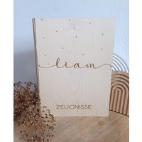 Zeugnismappe | Personalisiert Holz Ordner Dokumentenmappe Einschulung Schulkind Geschenk von FormschoenDeinUnikat