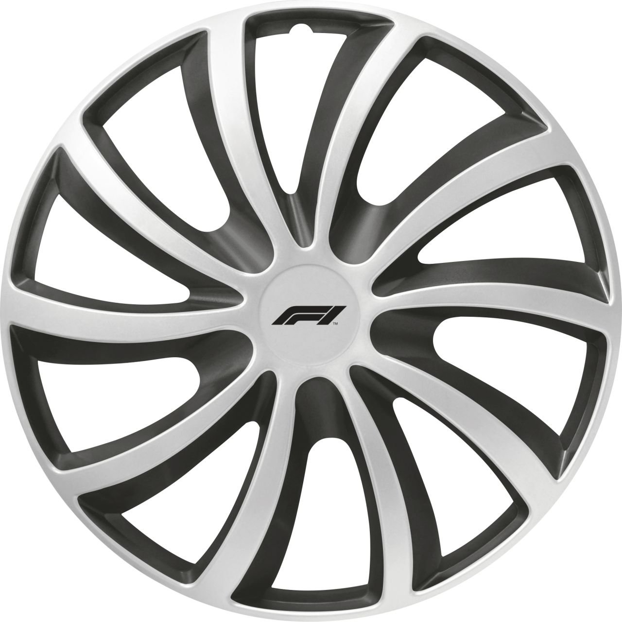 Formula1 Radzierblenden WC141 35 cm (14 Zoll) silber schwarz 4 Stück von Formula1