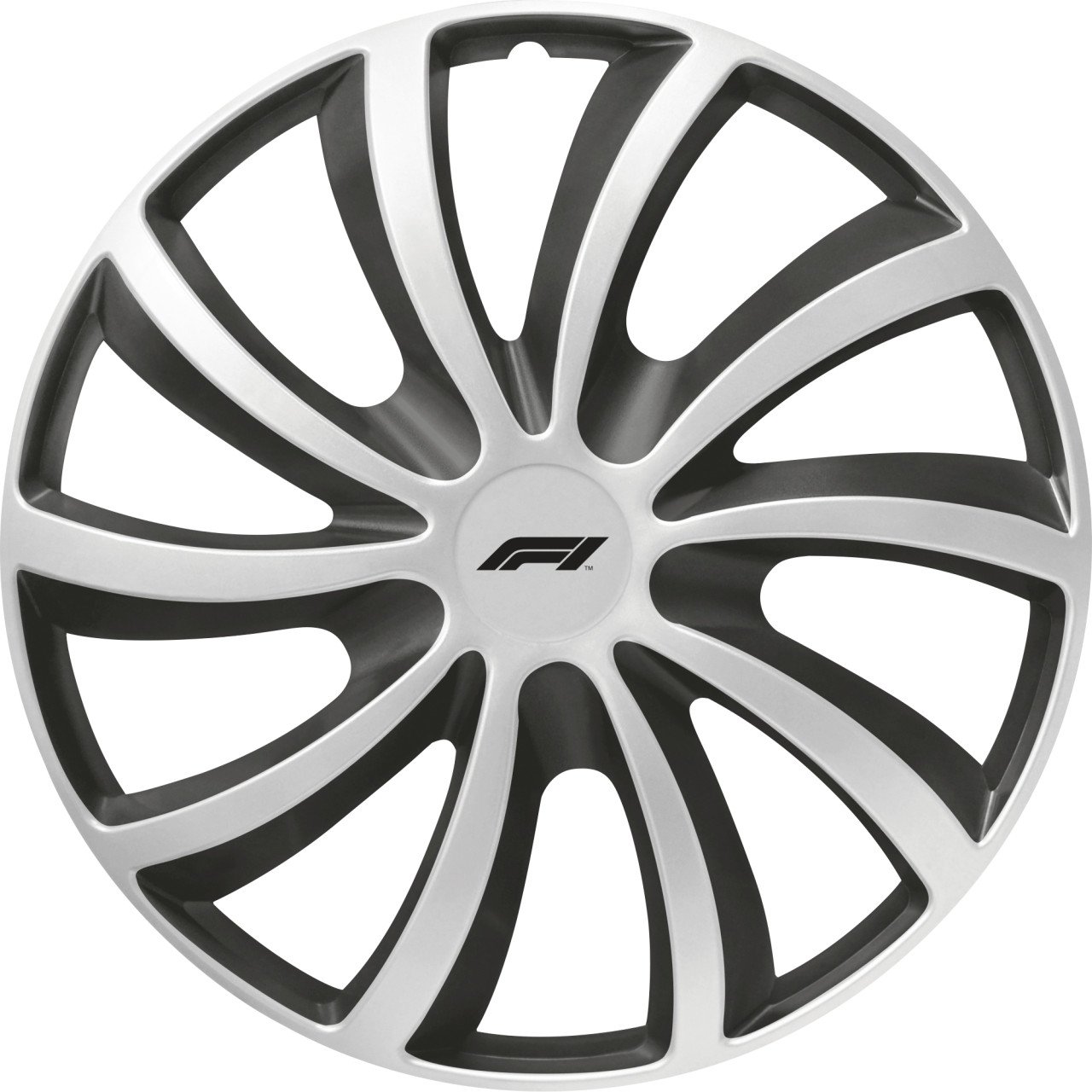 Formula1 Radzierblenden WC151 38 cm (15 Zoll) silber schwarz 4 Stück von Formula1