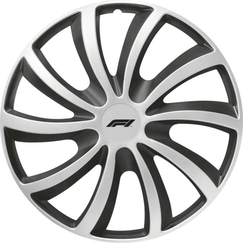 Formula1 Radzierblenden WC151 38 cm (15 Zoll) silber schwarz 4 Stück von Formula1