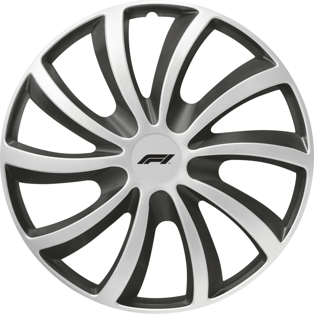 Formula1 Radzierblenden WC161 40 cm (16 Zoll) silber schwarz 4 Stück von Formula1