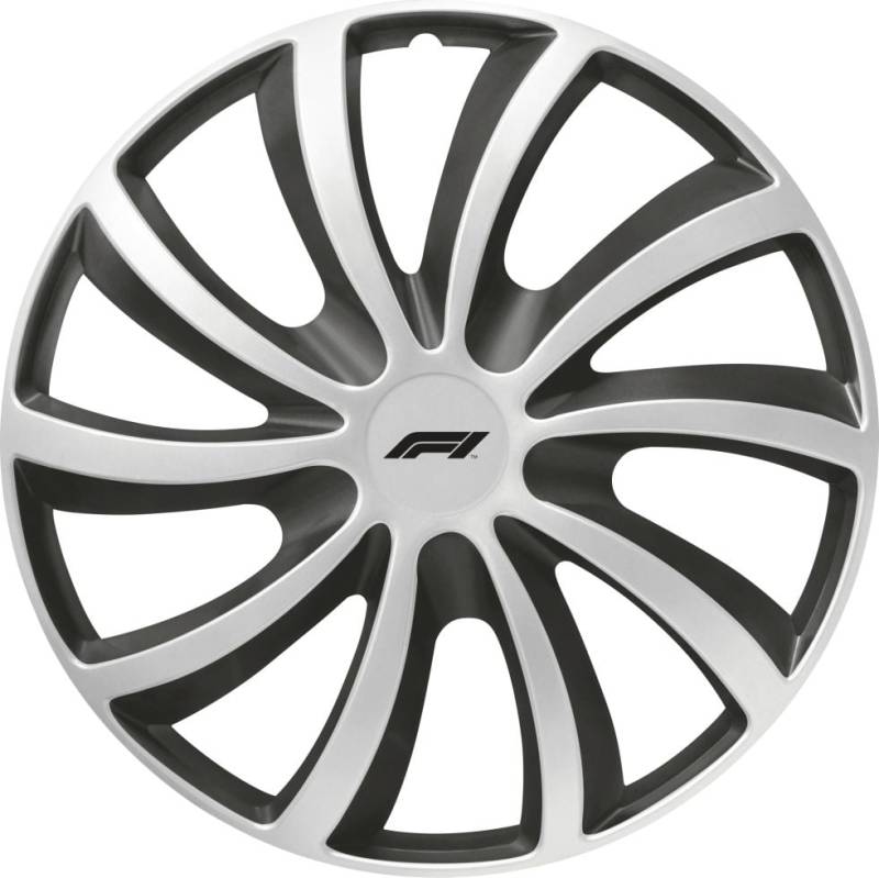 Formula1 Radzierblenden WC161 40 cm (16 Zoll) silber schwarz 4 Stück von Formula1
