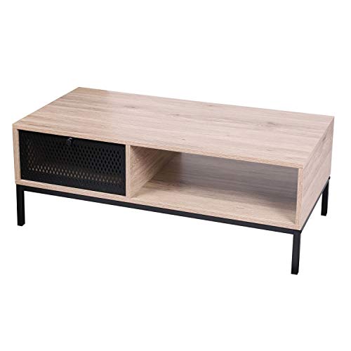 Urban living Fornord MDFC Niedriger Tisch, Metall, Holz/SCHWARZ, Normal von Urban living