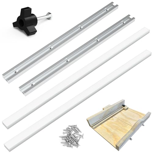 ForoGore Tischsägenschlitten-Set, DIY-Tischsäge, Kreuzschnittschlitten-Set, Kreuzschnittschlitten für Tischsäge, Powertec Crosscut Schlitten mit 2 Aluminium-T-Track, 2 UHMW-Gehrungsstangen für von ForoGore