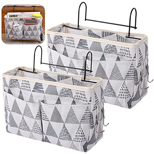 Forreen Betttasche zum Einhängen, 2PCS Hängend Aufbewahrungstasche Große Etagenbett Bett Hängetasche Organizer mit Drahtrahmen für Zeitschriften, Fernbedienung, Mobil von Forreen