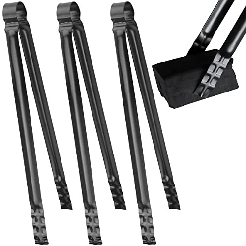 Holzkohlezange Lang,Forreen 3 Stück Grillzange aus Metall Multifunktional Durable Rutschfest Kohlenzange mit hitzebeständigem Griff für Grillabende Picknicks Freien,Schwarz von Forreen