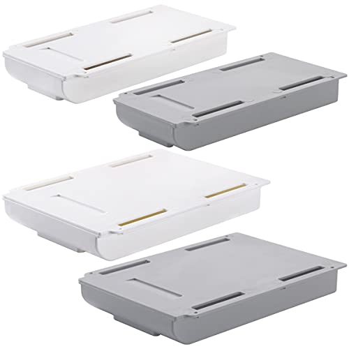 Forreen Untertisch Schublade, 4 Stück Selbstklebend Organizer Box Schubladen Organizer Schreibtisch-Aufbewahrungsbox mit Selbstklebend Schraubbefestigung für School Home Office (2 Größen) von Forreen