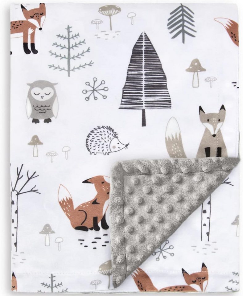 Einschlagdecke Babydecke Kinderdecke,weiche Plüsch-Minky-Decke mit doppellagiger, Forrlite, gepunkteter Rückseite für Kleinkinder, mit Waldmotiv,75 x 100 cm Einschlagdecke Babydecke Kinderdecke,weiche Plüsch-Minky-Decke mit doppellagiger, Forrlite, gepunkteter Rückseite für Kleinkinder, mit Waldmotiv,75 x 100 cm von Forrlite