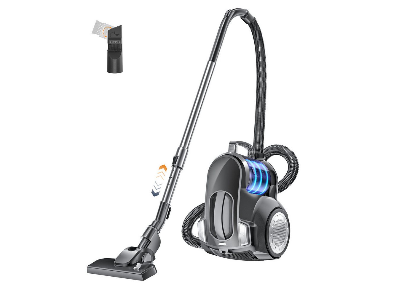 Forrlite Bodenstaubsauger Beutelloser Staubsauger starke Saugleistung,Kompakt Leicht Staubsauger, 1200 W, beutellos, für Hartböden Teppiche,leise,2,5L Staubbehälter, langes Kabel von Forrlite