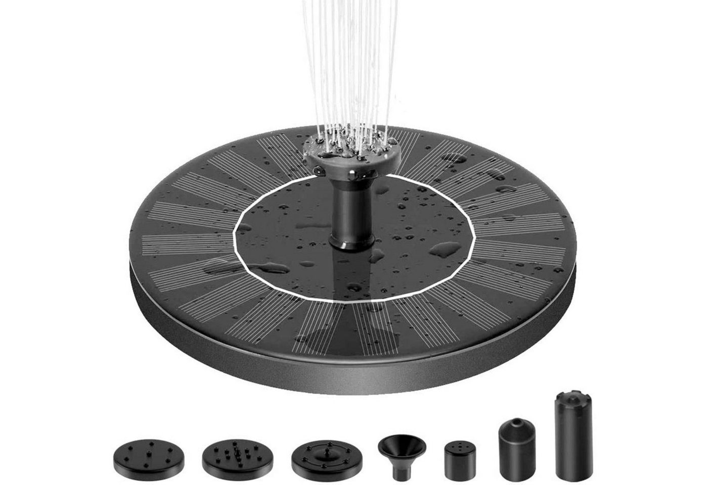 Forrlite Gartenbrunnen Solar Springbrunnen, Solar Teichpumpe mit 6 Fontänenstile (1.4W), Springbrunnenpumpe, Solar schwimmender Fontäne Pumpe für Garten von Forrlite