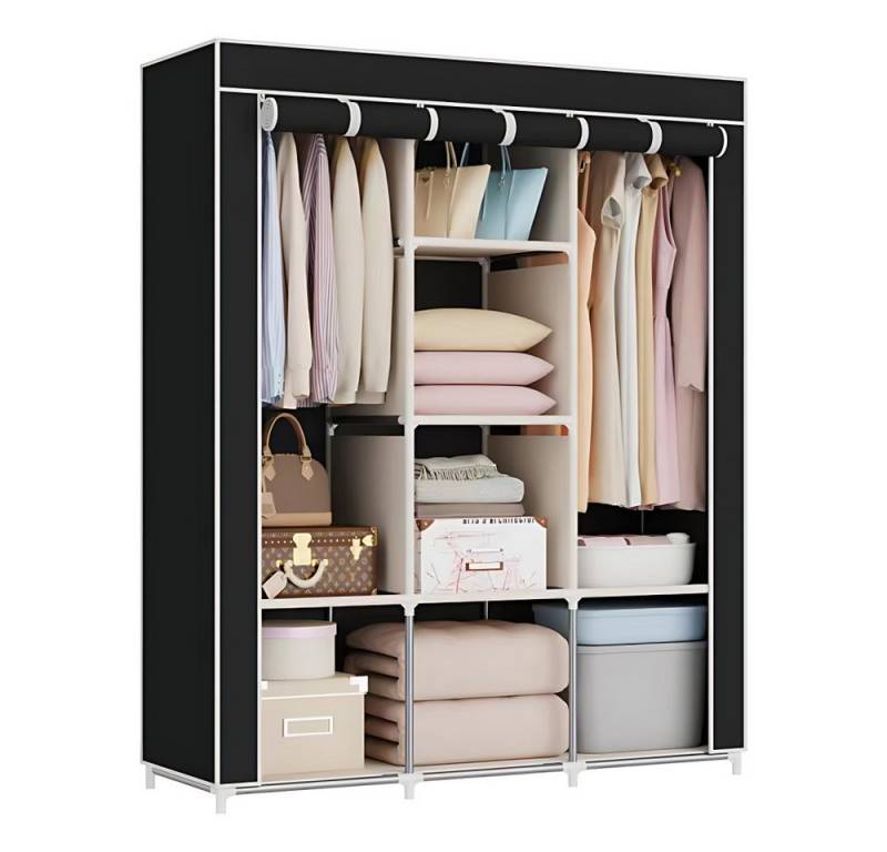 Forrlite Kleiderschrank Kleiderschrank, Stoffschrank 170 x 130 x 45 cm, Faltschrank (Stabile Konstruktion mit Schubladen in vielen Breiten erhältlich) Stoffschrank mit Kleiderstange von Forrlite