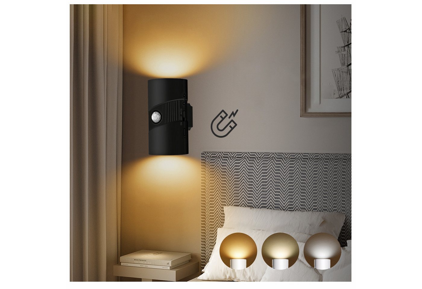 Forrlite Nachtlicht LED Nachtlicht Wandlampen mit Magnetfunktion & Bewegungssensor, LED fest integriert, Tageslichtweiß, Warmweiß, Neutralweiß, Wiederaufladbar Schlafzimmer Wohnzimmer Flure Badezimmer Forrlite Nachtlicht LED Nachtlicht Wandlampen mit Magnetfunktion & Bewegungssensor, LED fest integriert, Tageslichtweiß, Warmweiß, Neutralweiß, Wiederaufladbar Schlafzimmer Wohnzimmer Flure Badezimmer von Forrlite