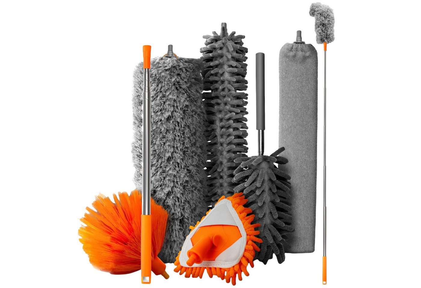 Forrlite Staubbesen Staubwedel Teleskop lang ausziehbar bis 2,50m und waschbar (Staubwischer im 7 teiligen Set,Mikrofasern Staubmagnet Magic Duster,Staubfänger Haushalt und Gewerbe, 7-St) von Forrlite