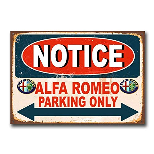 Forry Notice Alfa Romeo Parking Only Metall Poster Retro Blechschilder Vintage Schild Zum Cafe Bar Garage Wohnzimmer Schlafzimmer Haus Restaurant Hotel von Forry