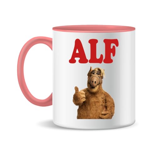 Alf Portrait Tv Show Design Keramiktasse für Tee und Kaffee, 300ml, Magic White Pink Black 330ml von Forsca