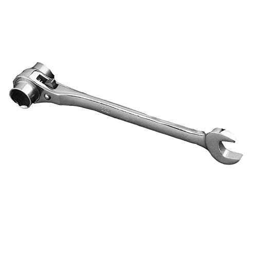 2-in-1 Gerüstbauratschenschlüssel, Baustellen-Ratsche, Steckschlüssel, Werkzeug, 19 mm/22 mm, silberfarben von Forsun