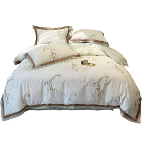 Cotton Bed Cover 200 * 230 Long Fluff Cotton Printed Bedding Set 4-Piece Country Style Skin-Friendly Breathable Bed Sheet with Zipper and 2 Pillowcases Suitable for Adults, Teenagers, and Children von FortGASD