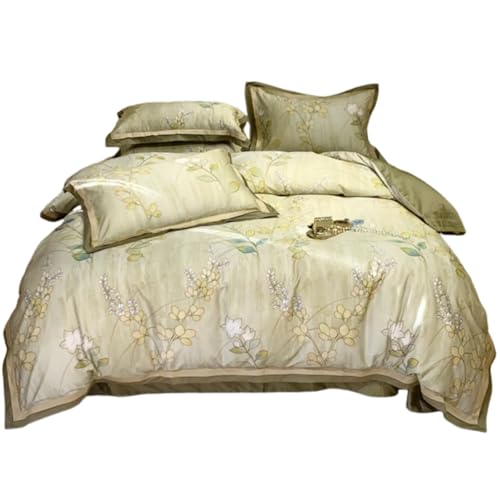 Cotton Bed Cover 200 * 230 Long Fluff Cotton Printed Bedding Set 4-Piece Country Style Skin-Friendly Breathable Bed Sheet with Zipper and 2 Pillowcases Suitable for Adults, Teenagers, and Children von FortGASD