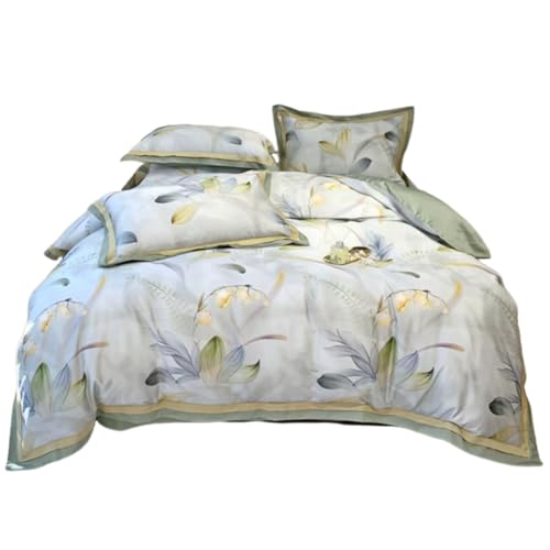 Cotton Bed Cover 200 * 230 Long Fluff Cotton Printed Bedding Set 4-Piece Country Style Skin-Friendly Breathable Bed Sheet with Zipper and 2 Pillowcases Suitable for Adults, Teenagers, and Children von FortGASD