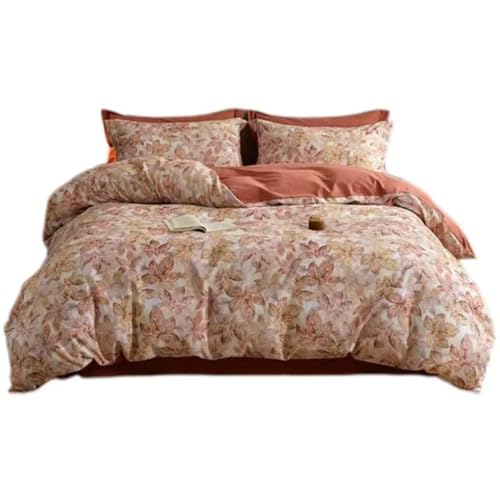 Cotton Duvet Cover 200 * 230 Brushed Printed Bedding Four Piece Set with Rustic Style, Skin Friendly and Breathable Bed Sheet with Zipper and 2 Pillowcases Suitable for Adults, Teenagers and Children von FortGASD