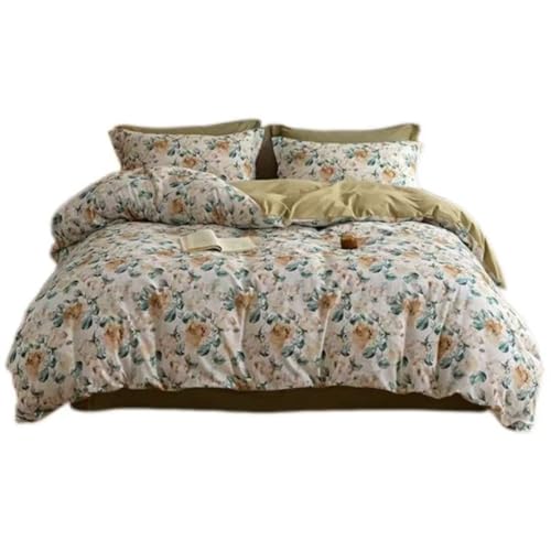 Cotton Duvet Cover 200 * 230 Brushed Printed Bedding Four Piece Set with Rustic Style, Skin Friendly and Breathable Bed Sheet with Zipper and 2 Pillowcases Suitable for Adults, Teenagers and Children von FortGASD