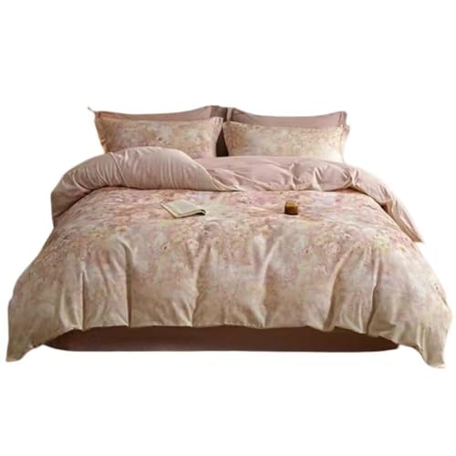Cotton Duvet Cover 200 * 230 Brushed Printed Bedding Four Piece Set with Rustic Style, Skin Friendly and Breathable Bed Sheet with Zipper and 2 Pillowcases Suitable for Adults, Teenagers and Children von FortGASD