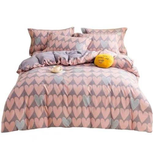 Cotton Duvet Cover 200 * 230 Brushed Printed Bedding Set, Four Piece Simple Style, Skin Friendly and Breathable Bed Sheet with Zipper and 2 Pillowcases Suitable for Adults, Teenagers and Children von FortGASD