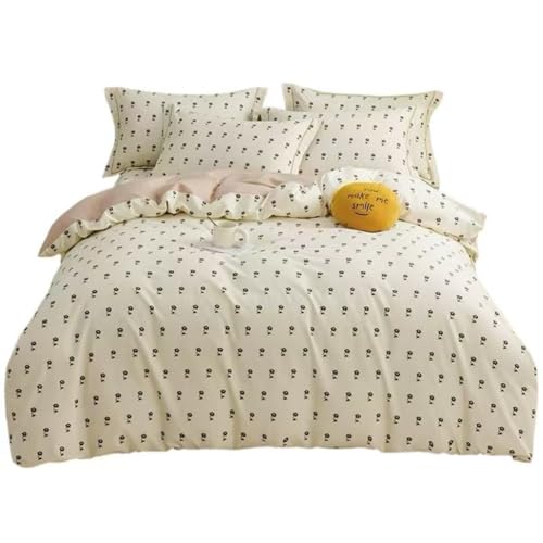 Cotton Duvet Cover 200 * 230 Brushed Printed Bedding Set, Four Piece Simple Style, Skin Friendly and Breathable Bed Sheet with Zipper and 2 Pillowcases Suitable for Adults, Teenagers and Children von FortGASD