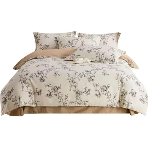 Cotton Duvet Cover 200 * 230 Brushed Printed Bedding Set, Four Piece Simple Style, Skin Friendly and Breathable Bed Sheet with Zipper and 2 Pillowcases Suitable for Adults, Teenagers and Children von FortGASD