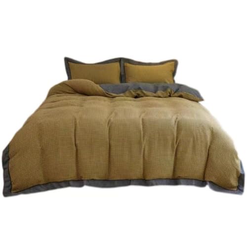 Cotton Duvet Cover 200 * 230 Double-Layer Yarn Jacquard Bedding Four Piece Set Simple Style Skin Friendly Breathable Bed Sheet with Zipper and 2 Pillowcases Suitable for Adults, Teenagers Children von FortGASD