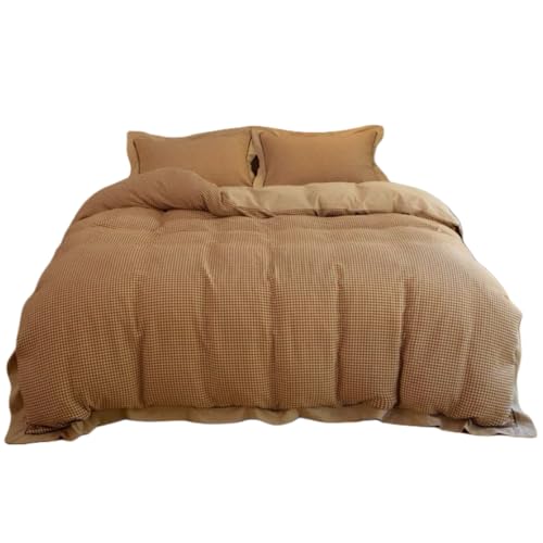 Cotton Duvet Cover 200 * 230 Double-Layer Yarn Jacquard Bedding Four Piece Set Simple Style Skin Friendly Breathable Bed Sheet with Zipper and 2 Pillowcases Suitable for Adults, Teenagers Children von FortGASD