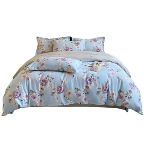 Cotton Duvet Cover 200 * 230 Printed AB Edition Bedding Four Piece Set with Rustic Style, Skin Friendly and Breathable Bed Sheet with Zipper and 2 Pillowcases Suitable for Adults, Teenagers and Kids von FortGASD