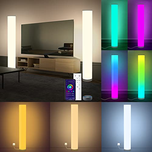 Fortand LED Stehlampe Dimmbar, 2 Stück WiFi RGBW Wohnzimmer Farbwechsel Stehleuchte, Ecklampe Leselicht Funktioniert mit Alexa und Google Assistant, App-Steuerung, Musikmodi von Fortand