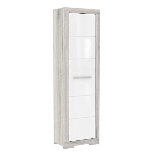FORTE ATTRUS Schrank 60, Kleiderschrank klein, Flurschrank schmal, Garderobenschrank Skandinavisch, Weiß Hochglanz mit Holzdekor: Sandeiche, 58 cm breit x 198.5 cm x hoch x 36 cm tief FORTE ATTRUS Schrank 60, Kleiderschrank klein, Flurschrank schmal, Garderobenschrank Skandinavisch, Weiß Hochglanz mit Holzdekor: Sandeiche, 58 cm breit x 198.5 cm x hoch x 36 cm tief von Forte